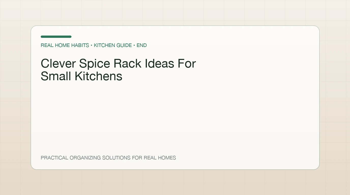 Tiered door-mounted spice rack attached to the inside of a kitchen cabinet door