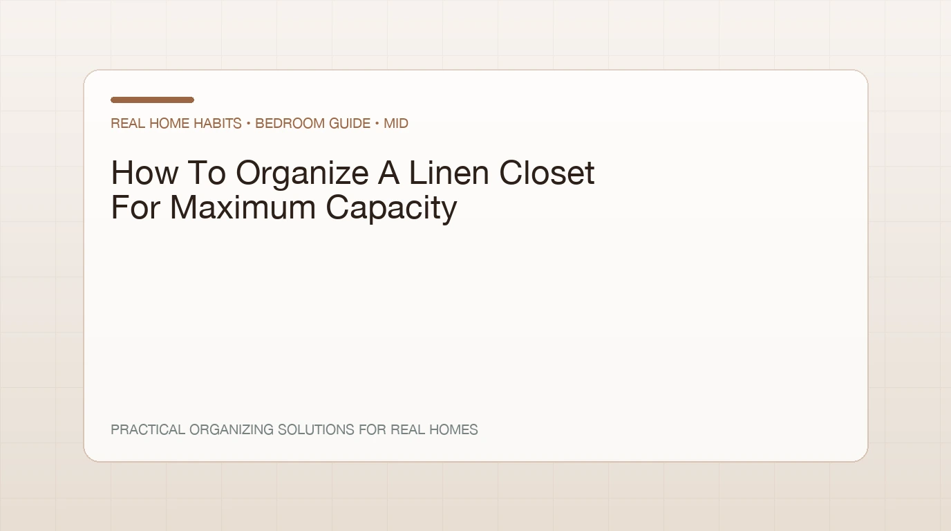 Sheet set bundled inside a matching pillowcase on a closet shelf