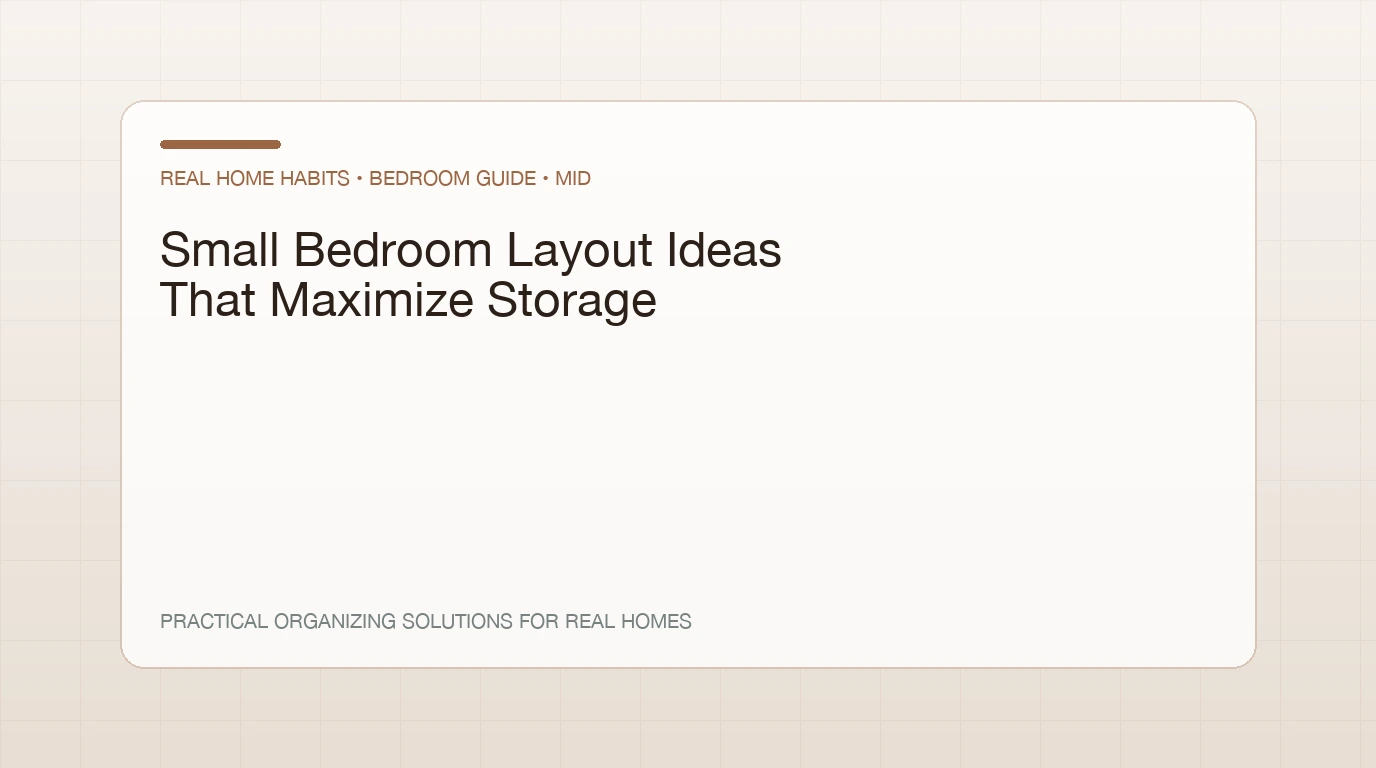 Floating shelf mounted above a bedroom dresser holding folded items