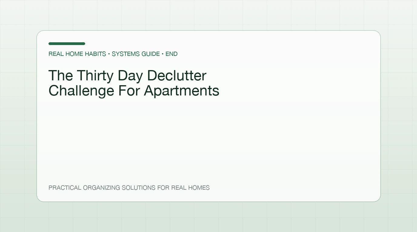 Donation box filled gradually over a 30-day apartment decluttering challenge
